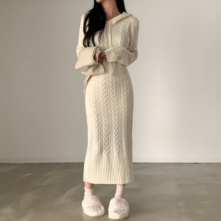 대디맘 꽈베기 후드 롱원피스 대디맘 꽈베기 후드 롱원피스