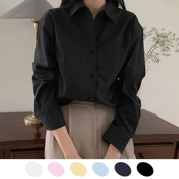 오버나인 여자 여성 스탠다드핏 옥스포드 코튼 탄탄 셔츠