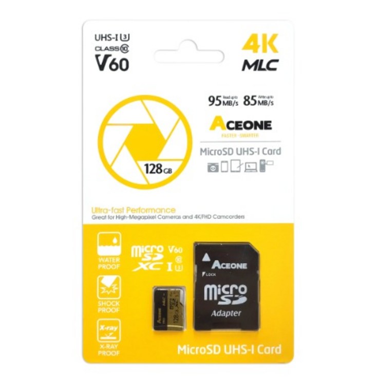 에이스원 MLC 마이크로SD 128GB 4K U3 V60 액션캠 캠코더 MicroSD - 투데이밈
