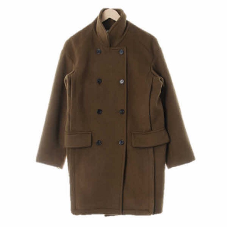 톰보이 5400 카키 울혼방 하이넥오버핏더블코트 8090