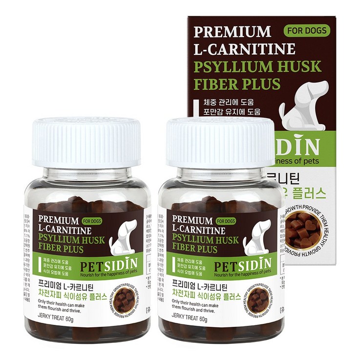 펫시딘 강아지 L-카르니틴 차전자피 식이섬유 다이어트 영양제, 혼합맛, 2개, 다이어트