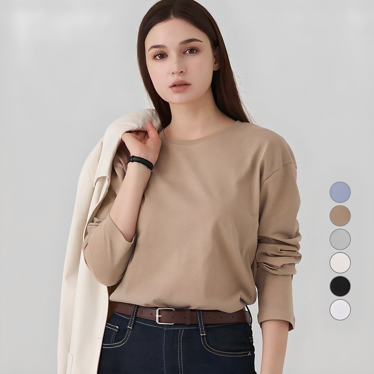 ELLE PARIS 여성용 릴렉스핏 긴팔 티셔츠 ELLE PARIS 여성용 릴렉스핏 긴팔 티셔츠