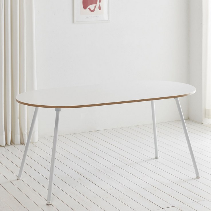 스칸디무드 쿠크 타원형 46인용 식탁 테이블 1600 x 800 mm, 화이트