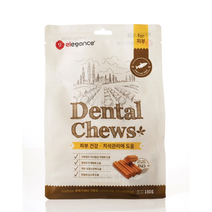 엘레강스펫 강아지 가수분해 저알러지 간식 덴탈츄 피부 건강 180g , 1세트 12ea, 5개, 180g
