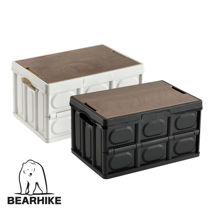 베어하이크 대용량 캠핑 테이블 폴딩박스 + 우드상판, 블랙