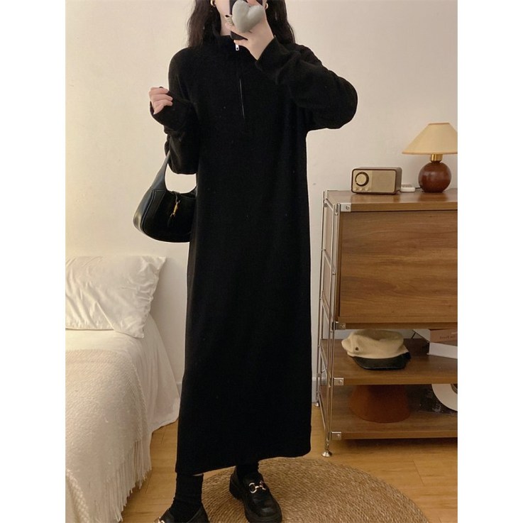 L,XL,2XL,3XL 빅사이즈 겨울반집업원피스 집업롱원피스