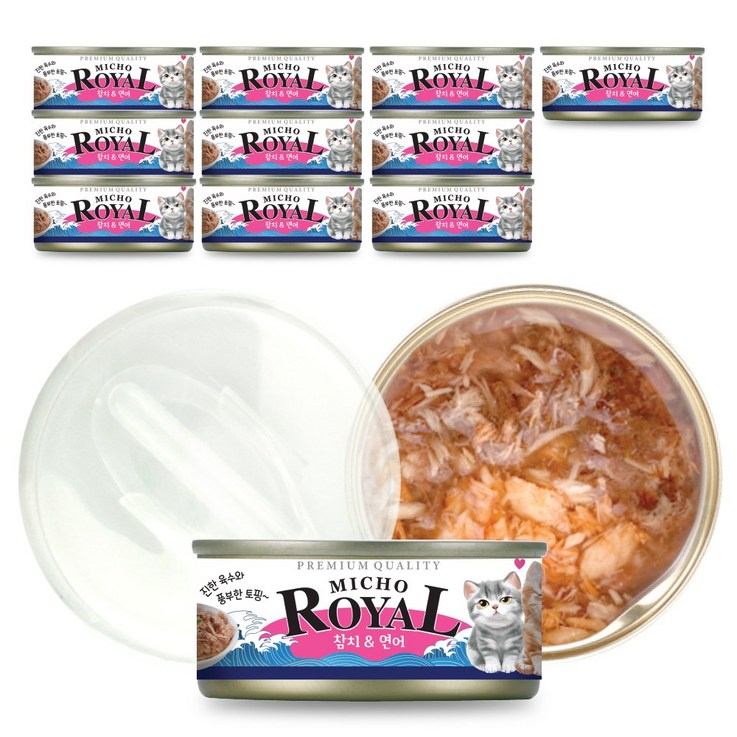 프리미엄 로얄 미쵸 캔 5종 170g x 24개입 고양이 간식 통조림, 24개, 170g, 미쵸 연어