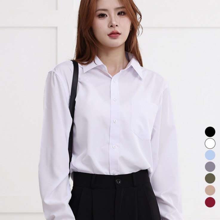 턴키 빅사이즈90130까지 여성용 찰랑 루즈핏 구김 적은 링클프리 스판 셔츠 남방 GNB9730 턴키 빅사이즈90130까지 여성용 찰랑 루즈핏 구김 적은 링클프리 스판 셔츠 남방 GNB9730