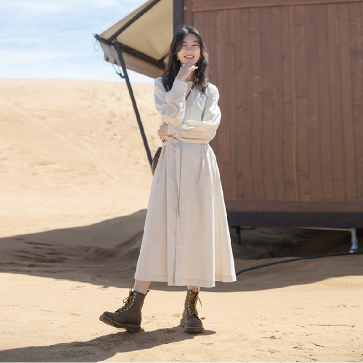 피어니스트 프렌치 리본 긴팔 롱 원피스 피어니스트 프렌치 리본 긴팔 롱 원피스