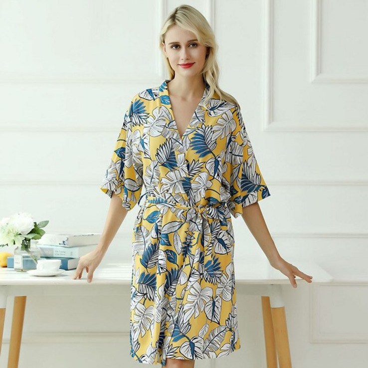 골프장샤워가운 여성골프가운 호텔샤워목욕가운Sanderala 여름 목화 공장 인쇄 로브 V Belted Sleepwear