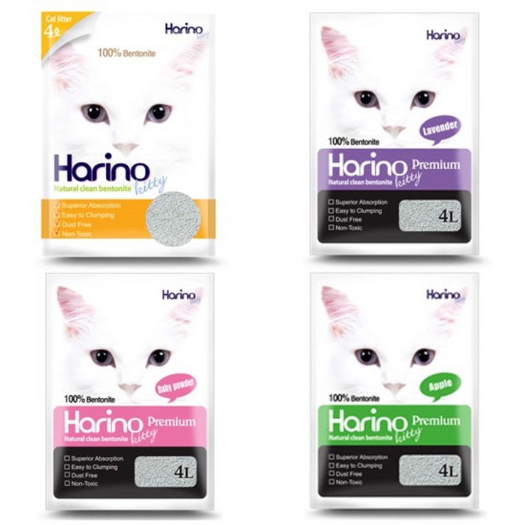 하리노모래 테비 하리노 고양이모래 4L X 6개 4종