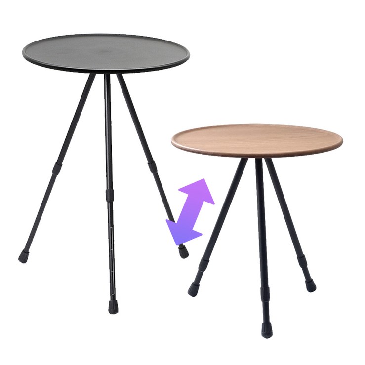 캠핑 사이드 테이블 원형 높이조절 접이식