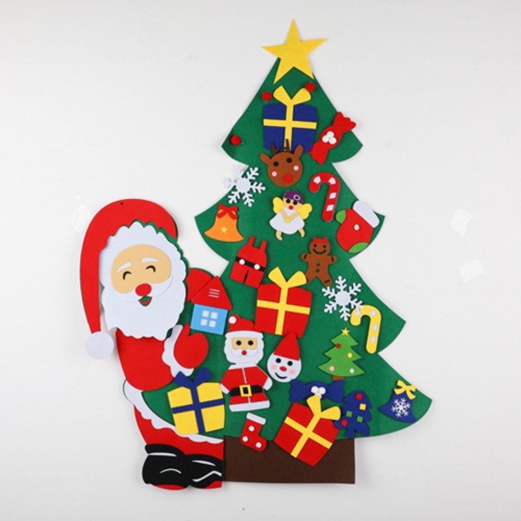 크리스마스 펠트 벽트리 + 와이어 LED 전구 DIY 세트 - 쇼핑뉴스