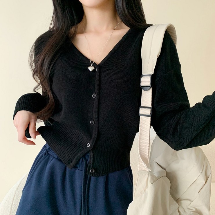 플로우 브이넥 슬림 가디건