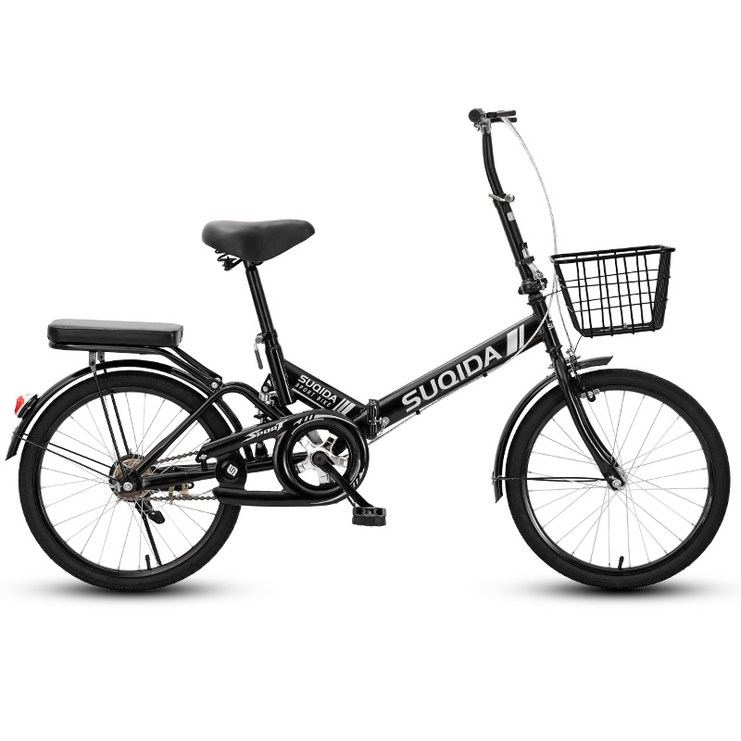 [HOTAX] 세련된 클래식 접이식 미니벨로 자전거 출퇴근 경량 미니 폴딩 바구니 마트, 프리미엄-블랙(서스펜션)