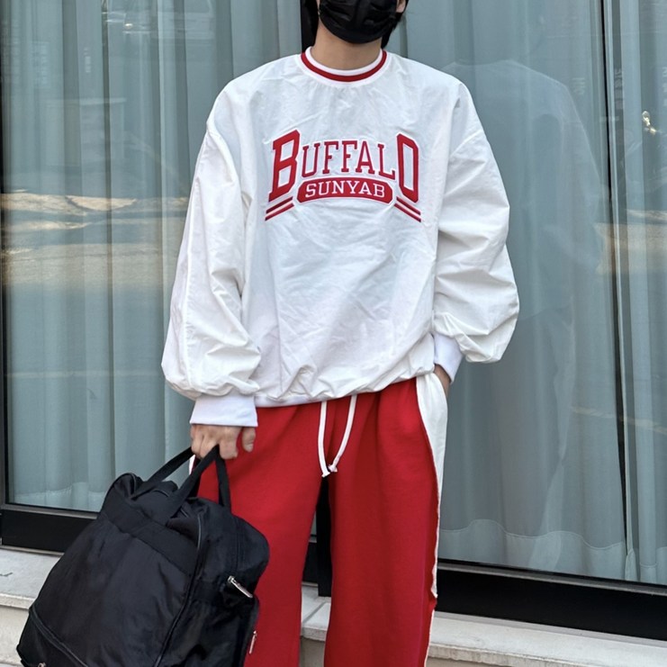 남자 메쉬 져지 오버핏 라운드넥 나일론 맨투맨 럭비티