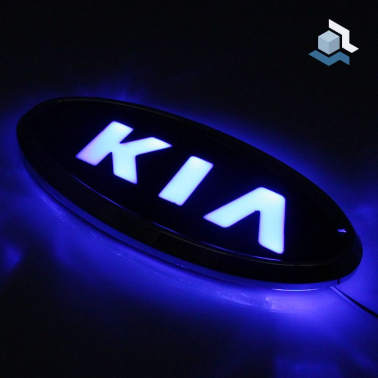CarTact 순정교체형 KIA 로고 면발광 LED엠블럼 차량용 엠블럼, 전방용 1way 블루 1호