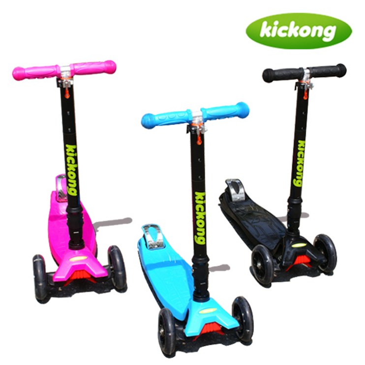 당일발송킥콩2 킥보드 씽씽카 퀵보드 안전주행가능 3단높이조절 2024년형식업그레이드신제품 어린이킥보드 접이식 광폭휠타이어 고급 인싸킥보드 4바퀴 LED 자체발광바퀴 3단높이, 핑크, 1개