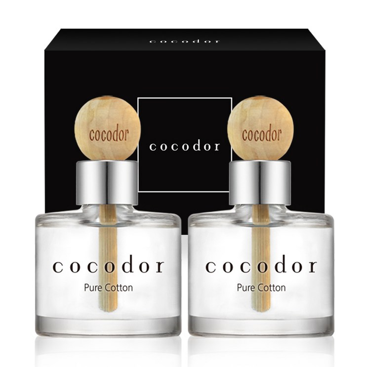 코코도르 우드볼 차량용디퓨저 50ml 2개입, 퓨어코튼, 1세트