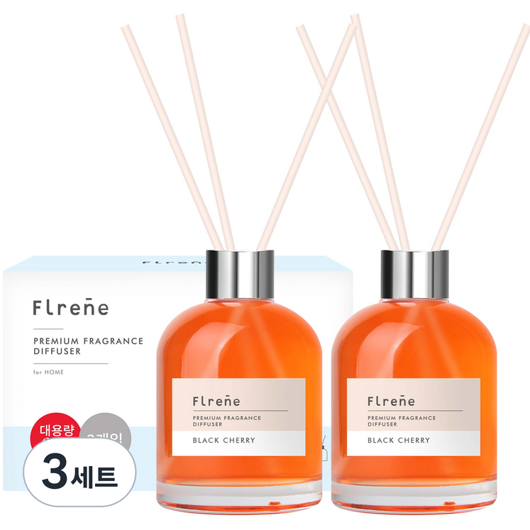 플렌느 NEW 방향제 실내용 디퓨저 200ml 2p 스틱 10p, 블랙체리, 400ml, 3세트 플렌느 NEW 방향제 실내용 디퓨저 200ml 2p 스틱 10p, 블랙체리, 400ml, 3세트