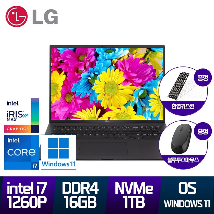 LG전자 그램 15인치 16인치 17인치 512GB RAM16G 정품윈도우포함 노트북, 블랙, 15인치, i7, 1TB, 16GB, WIN11 Home