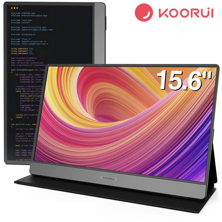 KOORUI 1080P FHD IPS 15.6인치 초슬림 포터블 휴대용 모니터 15B1블랙 한글 시스템내장 스피커, 15B1블랙