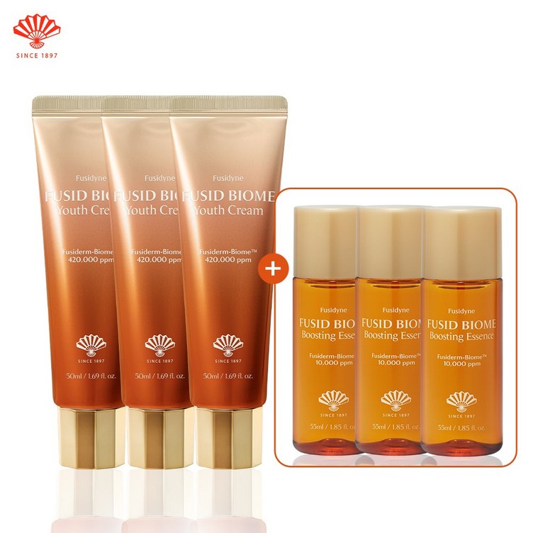 3개묶음 동화약품 후시다인 후시드 바이옴 유스 크림 50ml 부스팅 에센스 55ml 3개 본품 단독 증정, 3개