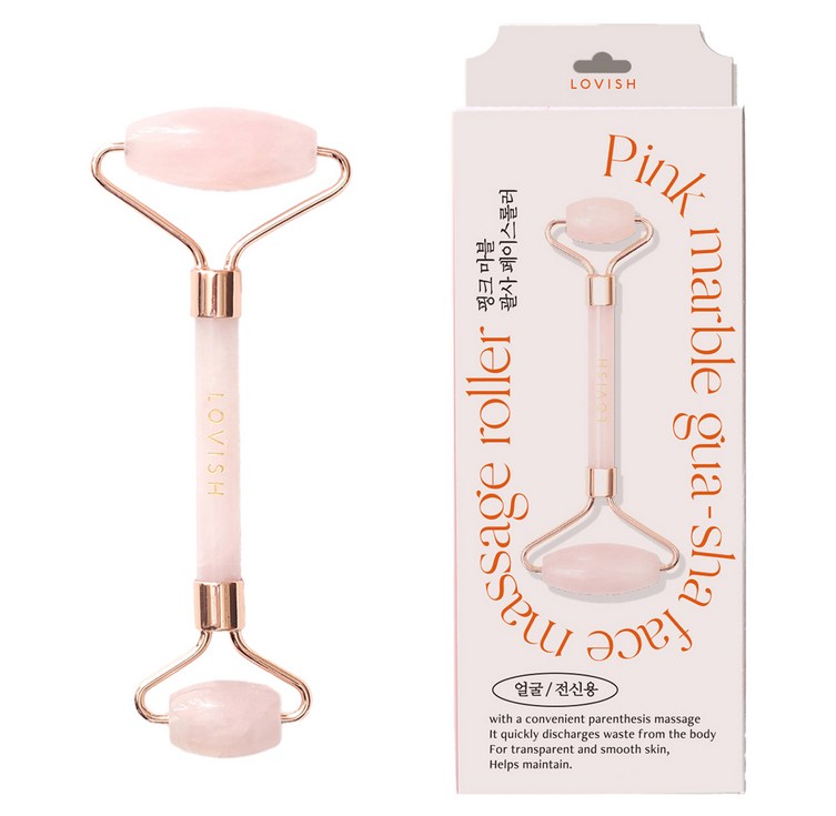 로즈쿼츠 괄사 핑크 마블 페이스 롤러, 혼합색상, 1개