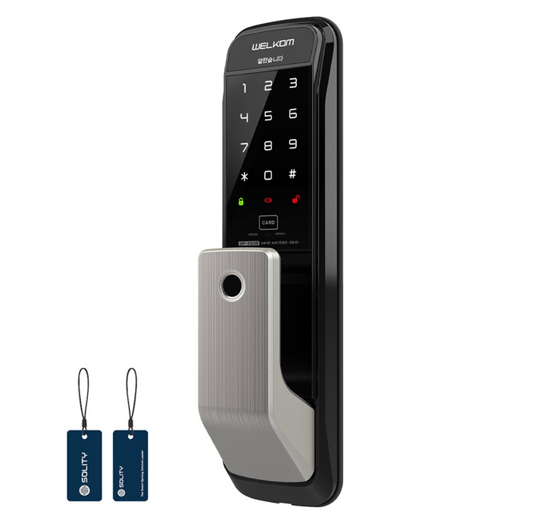 솔리티 지문인식 무타공 푸시풀 디지털손잡이 있음 도어락 WP530B, WP530B, 고객직접설치