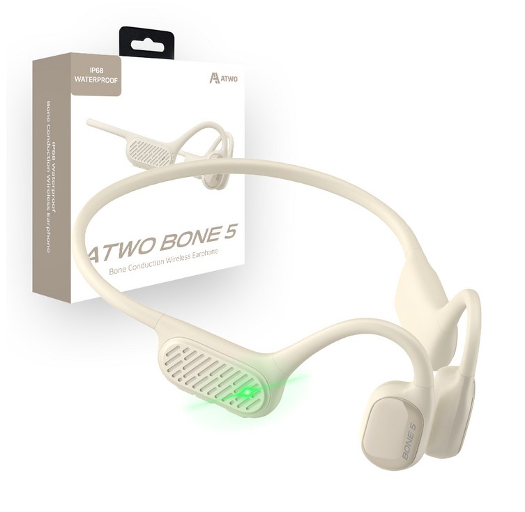 에이투 BONE5 블루투스 오픈형 무선 넥밴드 골전도 이어폰, ATWO BONE 5, BEIGE