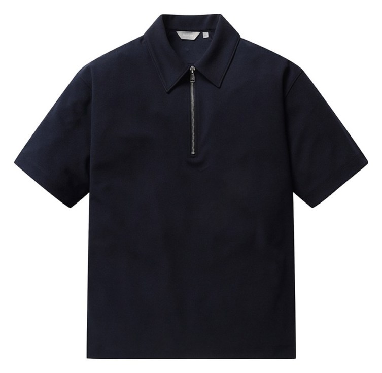 프로젝트엠 남성용 텍스쳐드 하프집업 반팔 카라 티셔츠