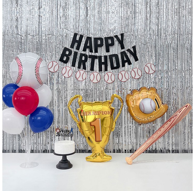 파티아일랜드 야구 생일 커튼 파티 세트, 블루 레드, 1세트 파티아일랜드 야구 생일 커튼 파티 세트, 블루 레드, 1세트