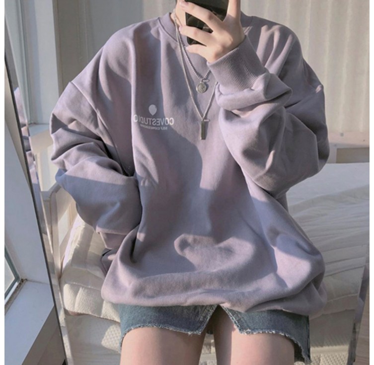 더플로우커머스 여성용 루즈핏 심플 베이직 긴팔 캐주얼 맨투맨