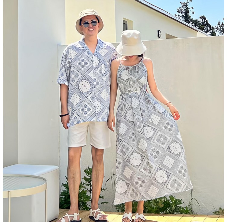 당일발송테슬 페이즐리 롱 비치 원피스 신혼여행  커플 시밀러룩 빅사이즈 가능