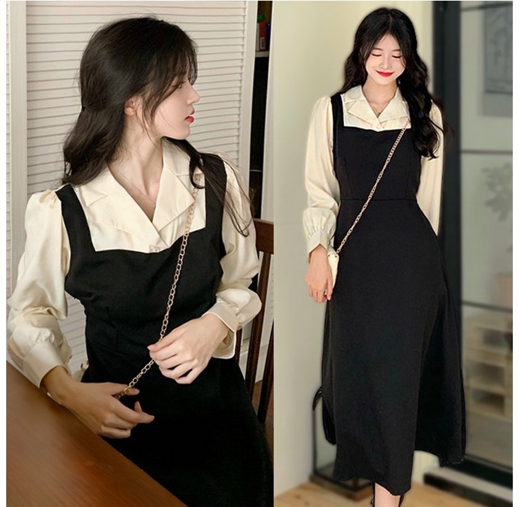 빌러드우먼 여신 하객 룩 셔츠 뷔스티에 롱 원피스