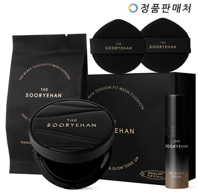 수려한 더 블랙 텐션 핏 메쉬쿠션 본품리필 특별 기획 13g13g세럼퍼프2개 SPF 50PA
