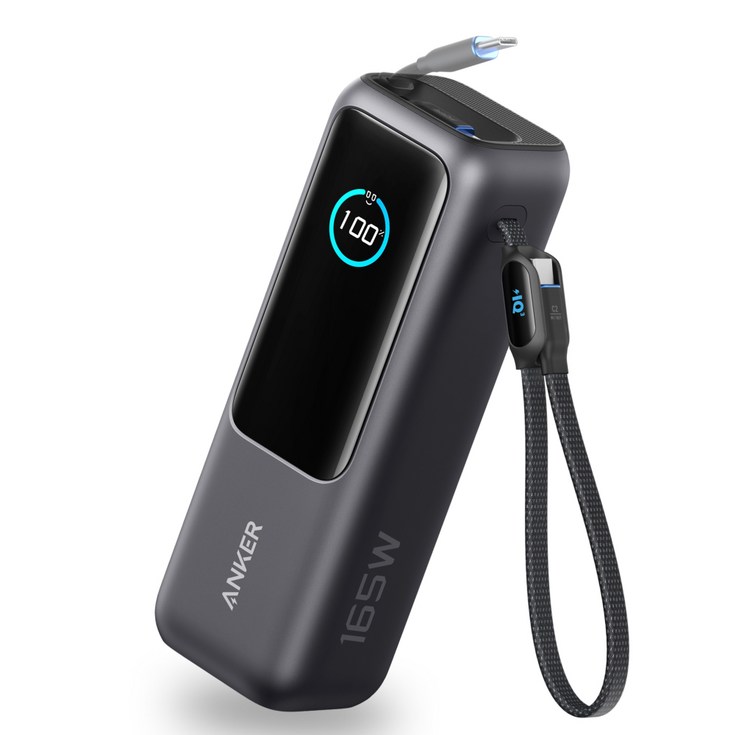 앤커 랩탑 파워뱅크 25000mAh 165W 보조배터리 고속충전 대용량 노트북 C타입 케이블 일체형, 블랙, A1695