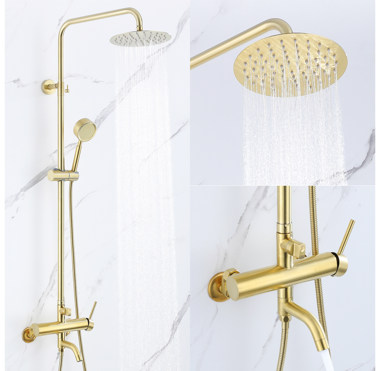 준앤코 SRS 스테인리스 해바라기 샤워기 세트 샤워수전, 1개, 골드