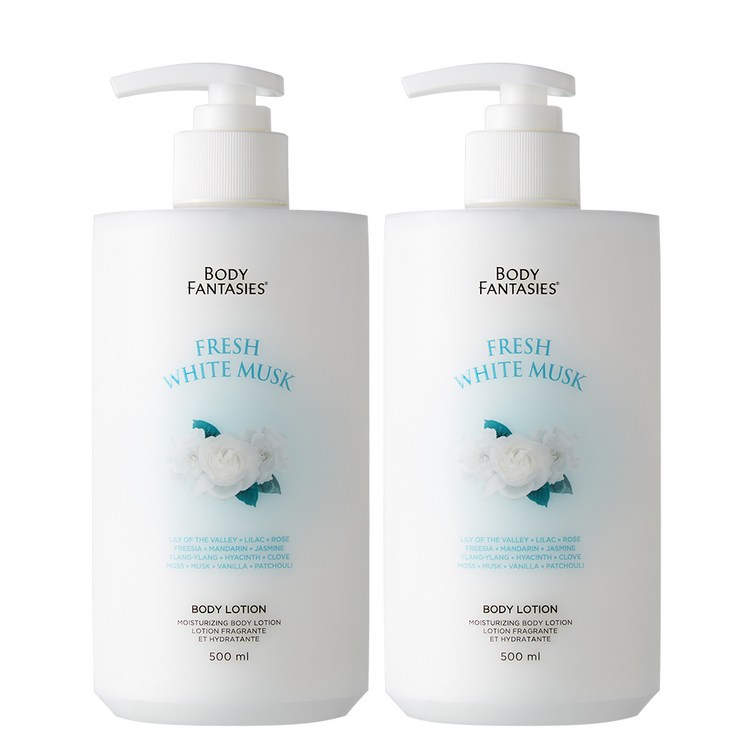 바디판타지 바디로션 프레시 화이트 머스크 향, 2개, 500ml